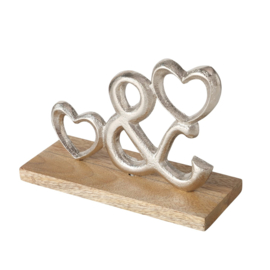 Hart - Liefde  - Zilver -  Aluminium - op voet - 16x11x7cm - Mango