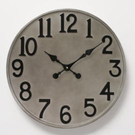 Klok - Wandklok - Ø 50cm - Metaal - industrieel - Grijs-zwart - 5 cm dik