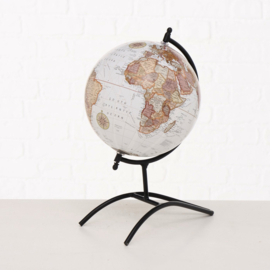 Wereldbol - Globe - 36cm - Ø19cm - Wit - Zwart