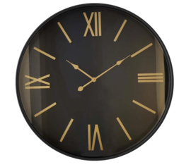 Klok - Wandklok  - Ø 80cm - Modern - Goud - Glas - Zwart