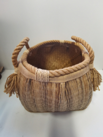 Mand - Hand Made - Decoratie - Handvaten  - 20x30x30cm - Bruin - Jute.