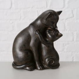 Boltze - Poes - met kind - Liefde - Moederdag - 13x13x6cm - Polyresin - Bruin - - Beeld - Decoratie