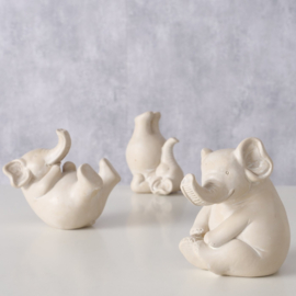 Olifanten - Beeld - 3 set - Beige -  Gym - 9.5x6x10cm - Polyresin -  Decoratie