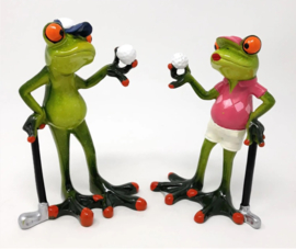 Kikkers - 2 set - Golf - Opkikker -  Groen - Beeld - 17x8x8cm - Keramiek