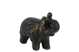 Olifant - 3 set -  Keramiek - Zwart - Goud - 26cm - Beeld - Decoratie