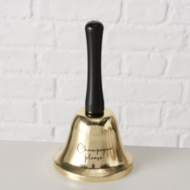 Tafelbel - Goud - Zwart - 13.5x7.5 cm - Metaal - "champagne please"