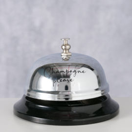 Toonbankbel - Zilver - Zwart - 8x6cm - Metaal - "champagne please"