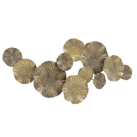 Wanddecoratie - Muurdecoratie - 117x58x10cm - Metaal - oud goud