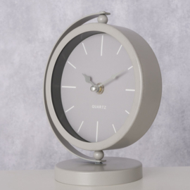 Klok - Grijs - Tafel klok - Metaal - 20x16.5x10.5cm.