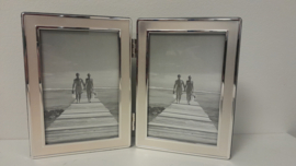 Fotolijst - Duo Pasfotolijstje - Mat Zilver en Glanzend  - 2 x 10x15cm  - Boekmodel.
