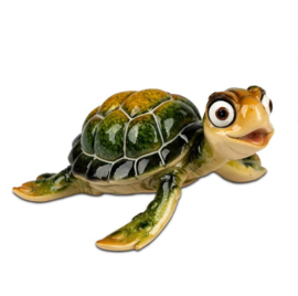 Schildpad - Decoratie  - Groen - Vrolijk - Beeld - 11x11x5.5cm - Polyserin