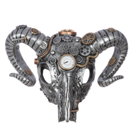 Buffalo - Muur Decoratie - 14x40x31.5cm. - Steam punk -"Steampunk Buffalo" - industrieel - Polyresin - Grijs - Sciencefiction.