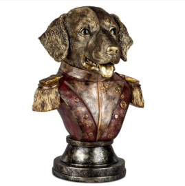 Hond - Antiek Goud - op voetstuk - Polyserin - 35x25x20cm - Decoratie - Baroque