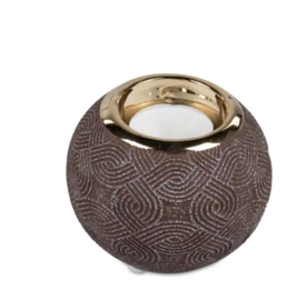 Waxinehouder  - Bol - Theelicht houder - Goud - Bruin - Ø 14 cm.