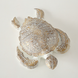 Schildpad- Polyserin- Goud - 36cm - Beeld - Decoratief