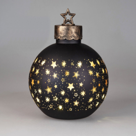 Kerstbal - Decoratie - XL - Zwart - 35cm - Ø25cm - incl ledlicht - incl. AAA batterij