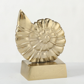 Schelp op blok - Goud - 2 set-  Aluminium - 13cm