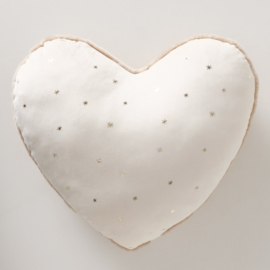 Kussen - Hart - Gevaarlijk zacht - Love -  44x40x12cm. Bruin - wit met sterren.