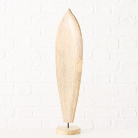 Blad - op voet - Decoratie - Groen  - 63x17x12.5cm - Mango Hout - Vensterbank