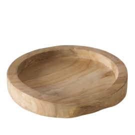 Schaal - Rond - Teak Hout - Ø 35cm. - Naturel.