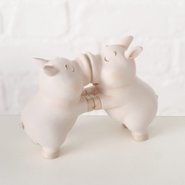 Liefde - Biggetjes - Beeld - Beige - 11.7x4x8.3cm - Polyresin -  Decoratie