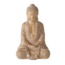 Buddha - Rust - Mat Bruin - Hoog 30cm - Breed 19cm - Polyresin.