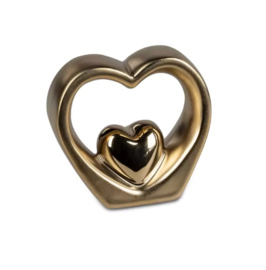 Hart - Liefde - Beeld - Decoratie - Goud - Kunst - 9x9x4cm.