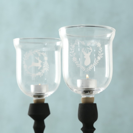 Windlicht glas - los - Hert - Groot - Ø 11cm  - 2 stuks - Hoog 15cm