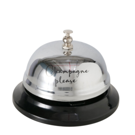 Toonbankbel - Zilver - Zwart - 8x6cm - Metaal - "champagne please"