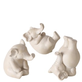 Olifanten - Beeld - 3 set - Beige -  Gym - 9.5x6x10cm - Polyresin -  Decoratie