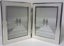 Fotolijst - Duo Pasfotolijstje - Mat Zilver en Glanzend  - 2 x 13x18cm  - Boekmodel.