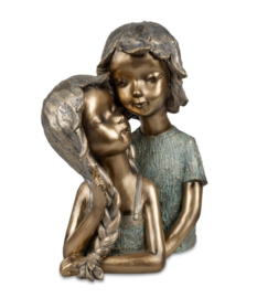 Beeld - Liefde - 28x20x16cm - Polyresin - Kinderen - Goud - Bronz - Kunst
