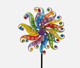 Tuinprikker - Windmolen - 30/122 cm - Kogellagers -  kleurrijk - Metaal - Formano