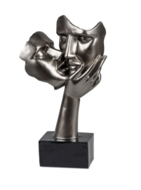 Vrouw - Man - Beeld - Metallic - op voet - 39cm - Liefde