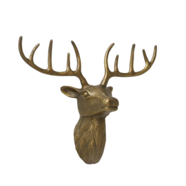 Hert - Wand Decoratie - Gewei - Muur decoratie - Aluminium - Edelhert - 43x35x16cm - Antiek Bruin