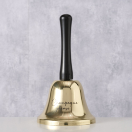 Tafelbel - Goud - Zwart - 13.5x7.5 cm - Metaal - "champagne please"