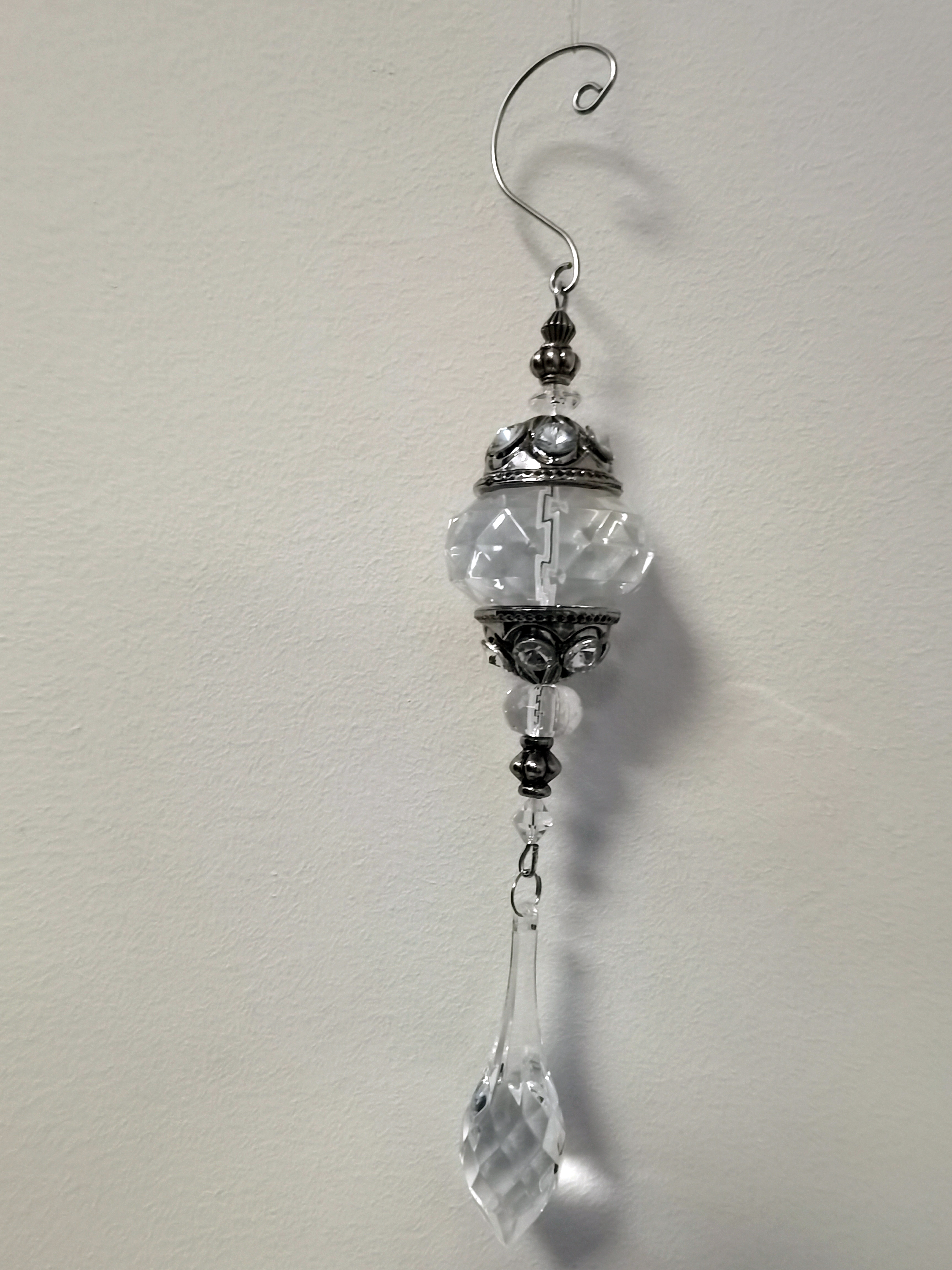 Decoratie - Hanger - Ibiza - Kristal  - oud Zilver - Sfeervol - Lengte 23cm - Breed 4cm - Hand gemaakt.