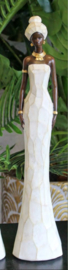 Vrouw - Beeld  Afrika style - Beige - 42cm - Bruin