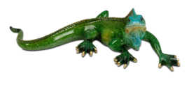 Leguaan - Groen - Beeld - Decoratie - 23x7x11cm - Polyresin - Glans