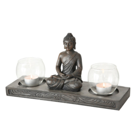 Boeddha - Windlicht - 44cm - Bruin
