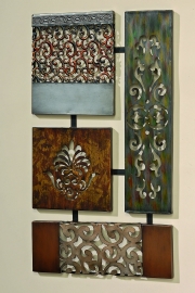 Wanddecoratie - Muur decoratie - Metaal- Bruin - Grijs - Zwart - 37x68x2cm