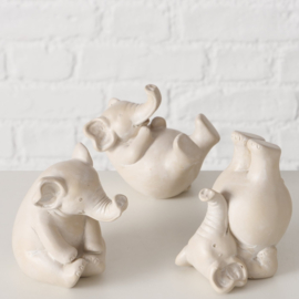 Olifanten - Beeld - 3 set - Beige -  Gym - 9.5x6x10cm - Polyresin -  Decoratie