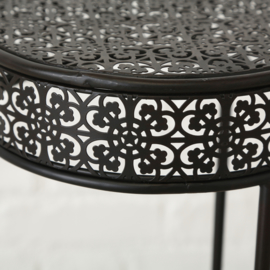 Bijzet tafel - 3 set - Smeedijzer - Rond -20/75 cm - Bruin/zwart - Ø 25-55cm
