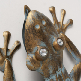 Gekko - Hagedis - Wanddecoratie - Muurdecoratie  - 63x25x6cm - Goud - Metaal