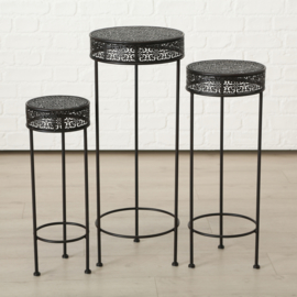 Bijzet tafel - 3 set - Smeedijzer - Rond -20/75 cm - Bruin/zwart - Ø 25-55cm