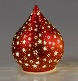 Kerst -  Druppel - Decoratie  - Glas - 16cm - Ø12cm - incl ledlicht - incl. AAA batterij