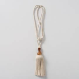 Decoratie Kwast - Ibiza - Beige - Hanger - 63xØ 6cm. -  Mango (Mangifera indica), Cotton - Sfeervol - Hand gemaakt.