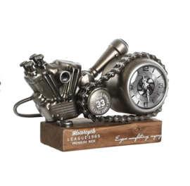 Klok - Metaal - Motorblok - Industrieel - 27x18x11cm. - Unic - Antiek zilver
