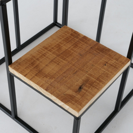 Bloempot rekje - 2 set - Metaal - Hout - 78cm - 40cm