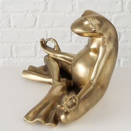 Kikker - Yoga- Polyserin- Goud - 34 cm - Beeld - Decoratie